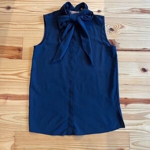 Tory Burch navy button up blouse
